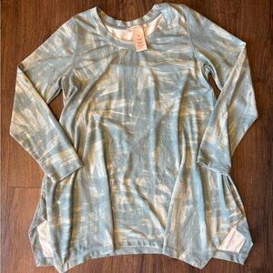 Philosophy Light Blue and Cream Long Sleeve Top